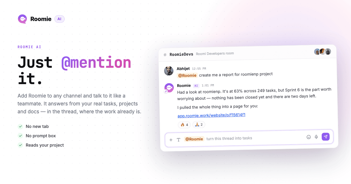 How the Roomie Tag Works - An AI Teammate You @mention in Any Channel