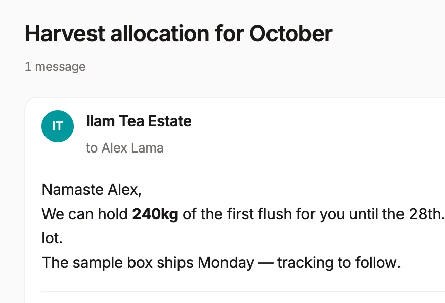 Two emails in the Roomie inbox, one flagged as a task, one with a PDF attached